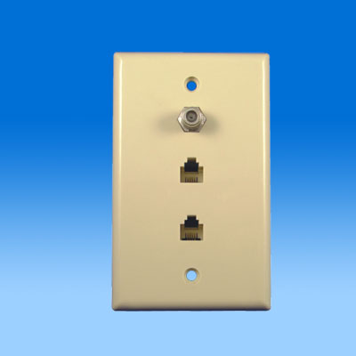 ZH-WP31  SMOOTH WALL PLATE WITH DUAL TELEPHONE JACK AND F-81