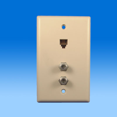 ZH-WP32  SMOOTH WALL PLATE WITH DUAL F-81 AND TELEPHONE JACK