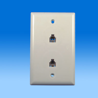 ZH-WP34  MID-SIZE SMOOTH WALL PLATE WITH DUAL TELEPHONE JACKS